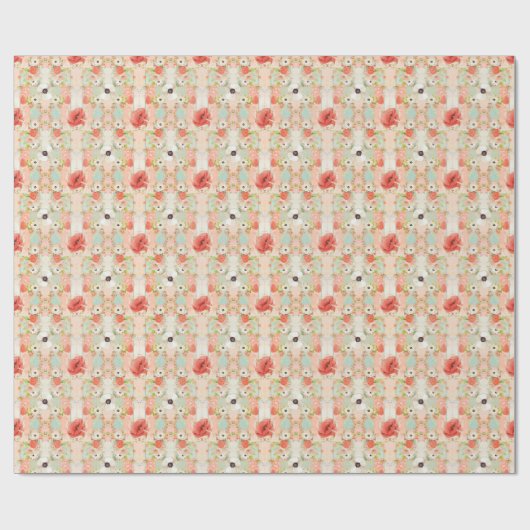 Rot-Weiß-Mohn Vintag Geschenkpapier (Flach)