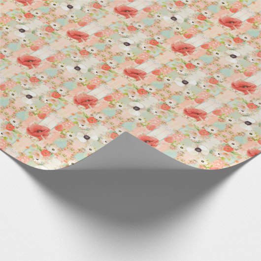 Rot-Weiß-Mohn Vintag Geschenkpapier (Ecke)