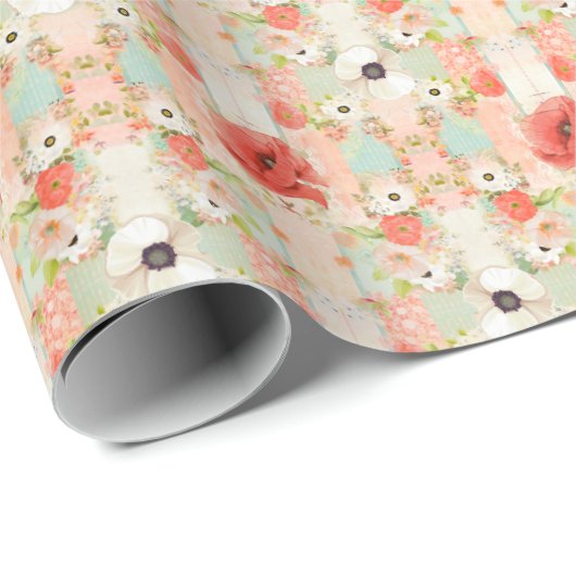 Rot-Weiß-Mohn Vintag Geschenkpapier (Rolleneckpunkt)