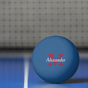 Rot-Weiß-Monogramm auf blau Tischtennisball