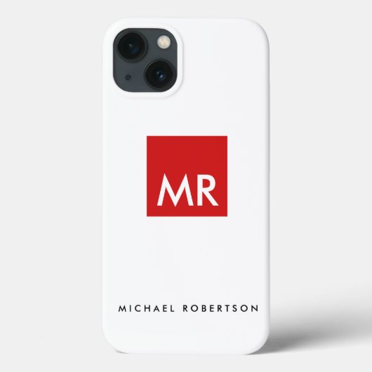 Rot-weiß-Monogramm-Elegant einzigartig Case-Mate iPhone Hülle (Rückseite)