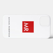 Rot-weiß-Monogramm-Elegant einzigartig Case-Mate iPhone Hülle (Rückseite (Horizontal))
