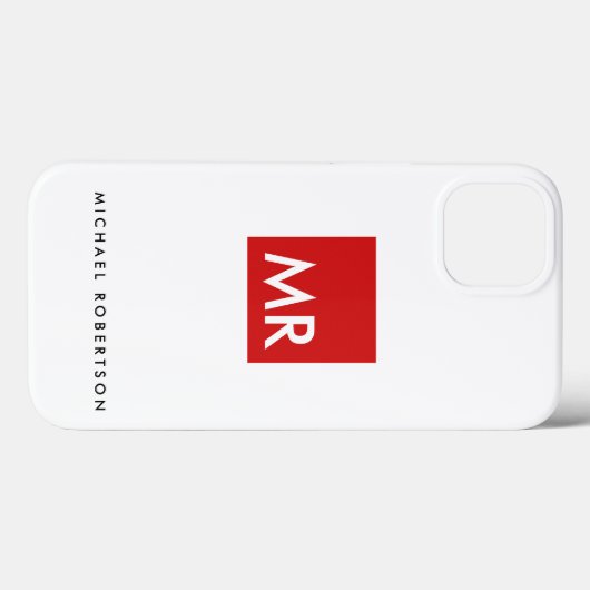 Rot-weiß-Monogramm-Elegant einzigartig Case-Mate iPhone Hülle (Rückseite (Horizontal))
