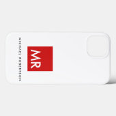 Rot-weiß-Monogramm-Elegant einzigartig Case-Mate iPhone Hülle (Rückseite (Horizontal))