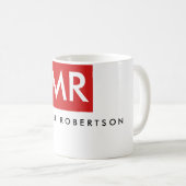 Rot-weiß-Monogramm-Elegant einzigartig Kaffeetasse (VorderseiteRechts)