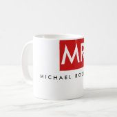 Rot-weiß-Monogramm-Elegant einzigartig Kaffeetasse (Vorderseite Links)