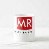 Rot-weiß-Monogramm-Elegant einzigartig Kaffeetasse (Mittel)