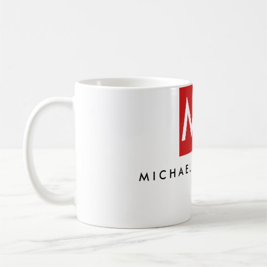 Rot-weiß-Monogramm-Elegant einzigartig Kaffeetasse (Links)