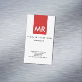 Rot-weiß-Monogramm-Elegant einzigartig Magnetische Visitenkarte (Beispiel)