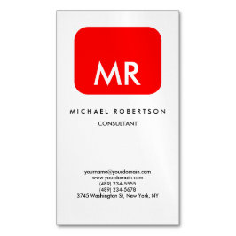 Rot-weiß-Monogramm-Elegant einzigartig Magnetische Visitenkarte