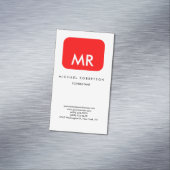 Rot-weiß-Monogramm-Elegant einzigartig Magnetische Visitenkarte (Beispiel)