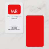 Rot-weiß-Monogramm-Elegant einzigartig Visitenkarte (Vorne/Hinten)