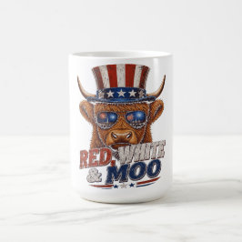 Rot Weiß & Moo Highland-Kuh - Lustiges 4. Juli Kaffeetasse