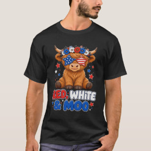 Rot Weiß & Muh Patriotische Kuh 4. Juli T-Shirt