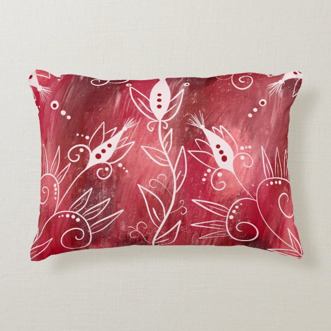 Rot-Weiß-Muster Dekokissen (Vorderseite)