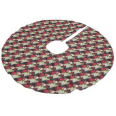 Rot-Weiß-Muster der Poinsettia Leinenimitat Weihnachtsbaumdecke (Schrägansicht)