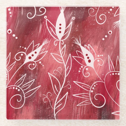 Rot-Weiß-Muster Glasuntersetzer (Vorderseite)