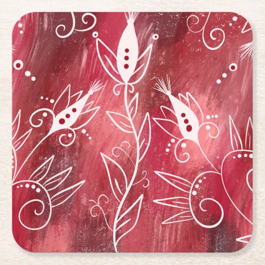 Rot-Weiß-Muster Rechteckiger Pappuntersetzer (Vorderseite)