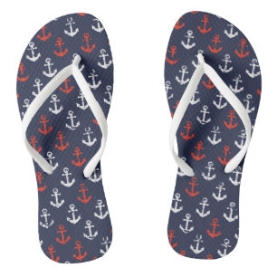 Rot-Weiß-Muster und Blaue Navy-Muster Badesandalen