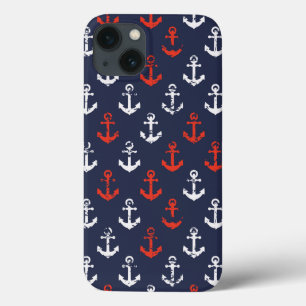 Rot-Weiß-Muster und Blaue Navy-Muster iPhone 13 Hülle