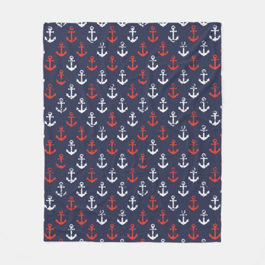 Rot-Weiß-Muster und Blaue Navy-Muster Fleecedecke (Vorderseite)