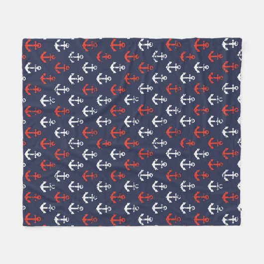 Rot-Weiß-Muster und Blaue Navy-Muster Fleecedecke (Vorderseite (Horizontal))