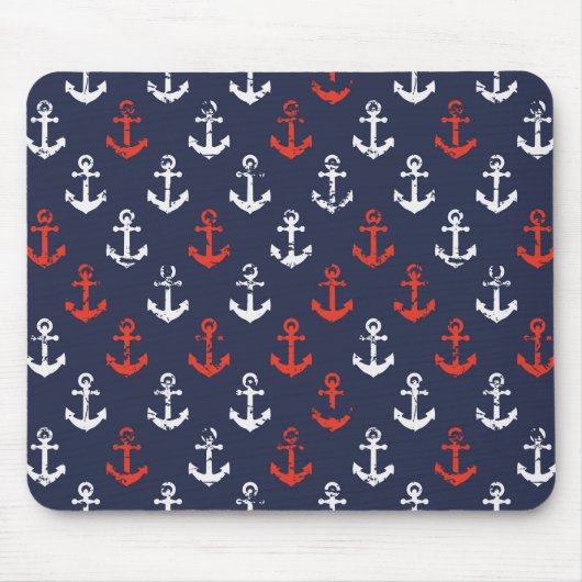 Rot-Weiß-Muster und Blaue Navy-Muster Mousepad (Vorne)