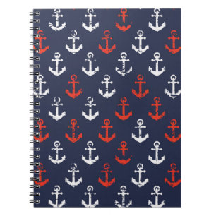 Rot-Weiß-Muster und Blaue Navy-Muster Notizblock