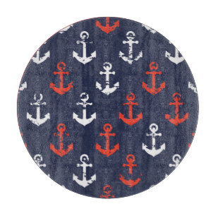 Rot-Weiß-Muster und Blaue Navy-Muster Schneidebrett