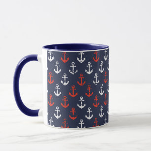 Rot-Weiß-Muster und Blaue Navy-Muster Tasse