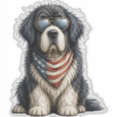 Rot, Weiß & Newf Doggo Aufkleber (Vorderseite)