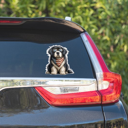 Rot, Weiß & Newf Doggo Aufkleber (Auto Seite)