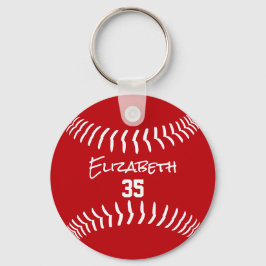 Rot weiß oder JEDES Team Farben Softball Baseball Schlüsselanhänger