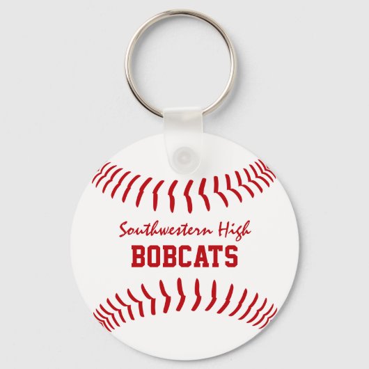 Rot weiß oder JEDES Team Farben Softball Baseball Schlüsselanhänger (Rückseite)