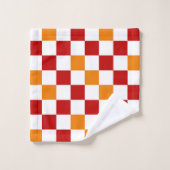 Rot-Weiß-Orange kariertes Musterdesign  Badhandtuch Set (Waschlappen)