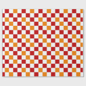 Rot-Weiß-Orange kariertes Musterdesign Geschenkpapier (Flach)