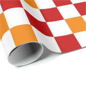 Rot-Weiß-Orange kariertes Musterdesign Geschenkpapier (Rolleneckpunkt)