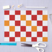 Rot-Weiß-Orange kariertes Musterdesign  Seidenpapier (Handwerk)