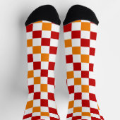 Rot-Weiß-Orange kariertes Musterdesign  Socken (Oben)
