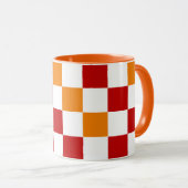 Rot-Weiß-Orange kariertes Musterdesign  Tasse (VorderseiteRechts)