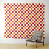 Rot-Weiß-Orange Karomuster-Design Wandteppich (Beispiel (Horizontal))