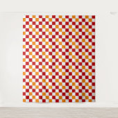 Rot-Weiß-Orange Karomuster-Design Wandteppich (Vorderseite)
