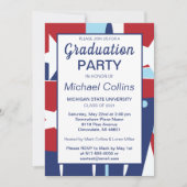 Rot-Weiß-Party Einladung und Blau (Vorderseite)