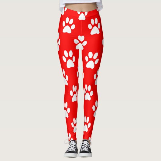 Rot-Weiß-Pastellmuster Leggings (Vorderseite)