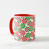 Rot-Weiß-Peppermint-Candy-Swirl-Muster Tasse (Vorderseite Links)