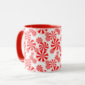 Rot-Weiß-Pfefferminzbonbon-Muster-Tasse Tasse (Vorderseite Links)