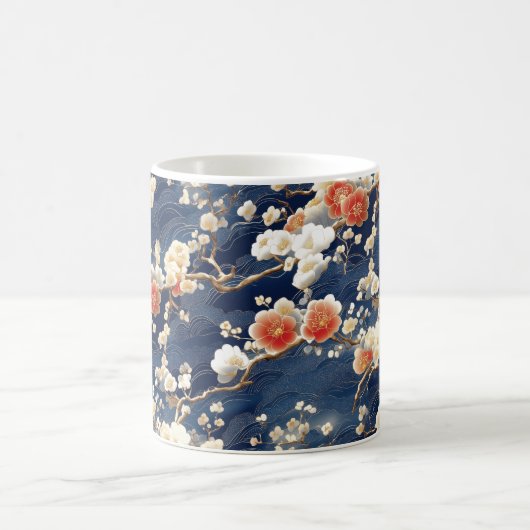 Rot-Weiß-Pflaumenblüte Kaffeetasse (Mittel)