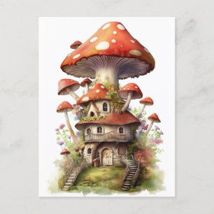 Rot-Weiß-Pilzhaus Postkarte