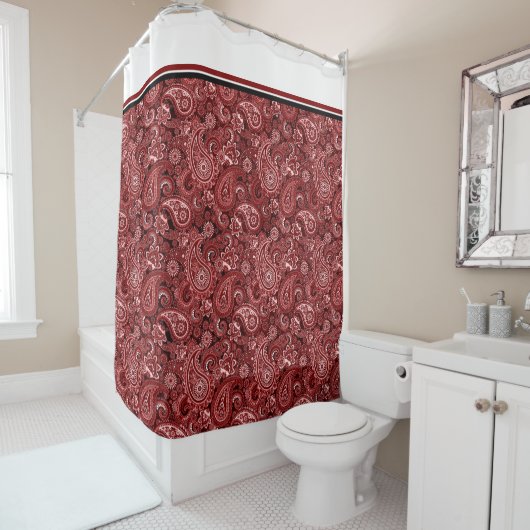 Rot-Weiß-Pisley Duschvorhang (Beispiel)