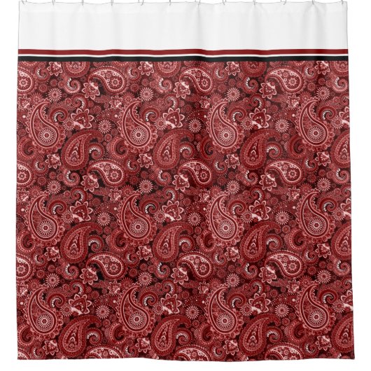 Rot-Weiß-Pisley Duschvorhang (Vorderseite)